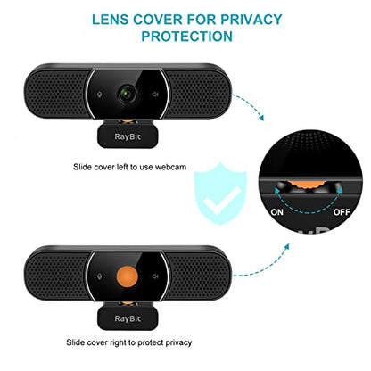 3 in 1 Webcam - 2K HD USB C Webcam with Microphone and Speaker, Stereo Sound & Noise-Cancelling Mics, Privacy Cover, Light Correction, Autofocus Conference Web Camera for Computer/Laptop/PC/Monitor