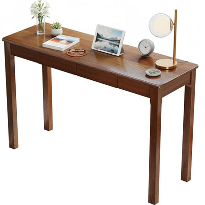 Wood Desk, Solid Wood Writing Table for Home Office, Mid Century Modern Desk with Drawers, Walnut (47inch / 120cm) - color: A-walnut, size: 47.2*15.7*29.5 Inch