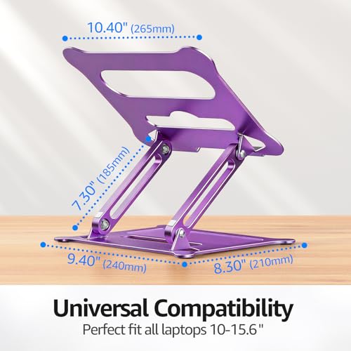 Urmust Adjustable Laptop Stand for Desk, 10-15.6“ Laptop Riser, Purple - color: E-Purple