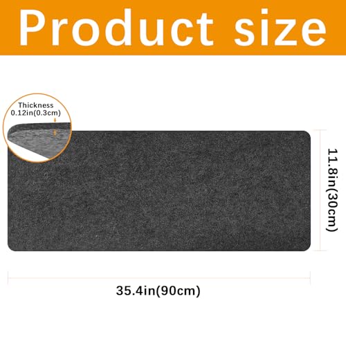 Large Felt Desk mat 36x12 inches, with Non-Slip Full Desk Mouse Pad,Office Computer Desk Mat for Keyboard,Felt Desk Mat for Desk Pad Protector (Dark Gray) - size: 36" x 12"