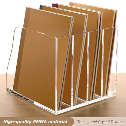 SANRUI Acrylic Desk Magazine Holder File Organizer Sorter,4 Slot Clear