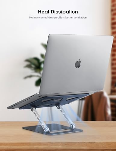Aoviho Adjustable Laptop Stand for Desk,Portable Laptop Stand Holder and Riser,Foldable Aluminum Notebook Computer Stands for MacBook Air Pro HP Lenovo Dell Samsung, 10-15.6 inch (Navy-Silver-Black) - color: Navy-Silver-Black
