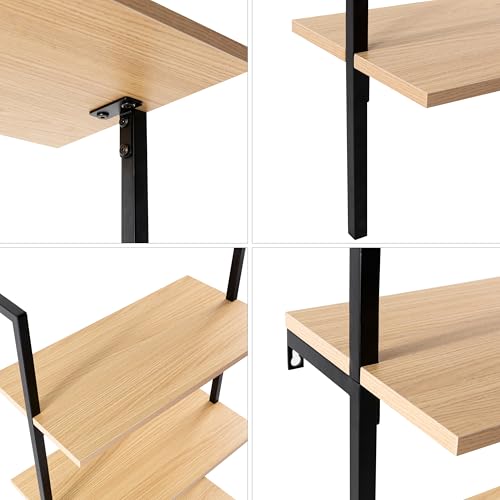 happimess Madera 5-Shelf Wall Mounted Bookcase 72.05", Light Oak/Black - color: Light Oak, size: 5-Tier 72.05"