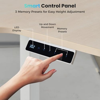EUREKA ERGONOMIC 55 Inch L Shaped Electric Standing Desk, Height Adjustable Computer Gaming Desk with Keyboard Tray, Mouse Pad,Home Office Work,Maple Wood, Right Side - color: Maple, size: 55 inch-Right Side