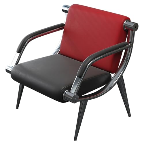 wonline Waiting Room Chair with Armrest PU Leather Office Furniture, Office Guest Seating Lobby Conference Reception Chairs for Airport Clinic Hospital Bank Salon Barber(Red&Black) - color: Red & Black, size: 1 Seat