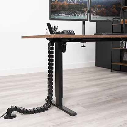 VIVO Standing Desk Vertebrae Magnetic Cable Management Kit, Adjustable Quad Entry Flexible Spine Wire Organizer Cord Snake for Home Office, Black, DESK-AC01M