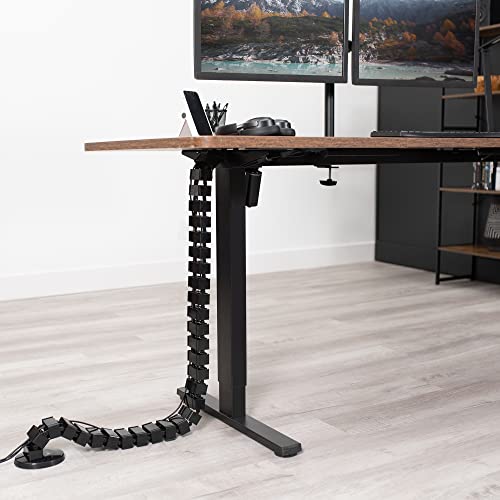 VIVO Standing Desk Vertebrae Magnetic Cable Management Kit, Adjustable Quad Entry Flexible Spine Wire Organizer Cord Snake for Home Office, Black, DESK-AC01M