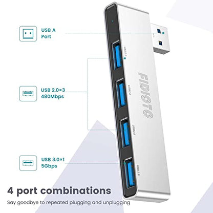 Small USB Hub, Fidioto 4 Port USB Adapter(1 * 3.0 Hub, 3 * 2.0 Hub), Multi USB Port Expander for Laptop, iMac Pro, MacBook Air, Mac mini/Pro, Notebook PC, USB Flash Drives and Mobile HDD Etc. - color: Silvery