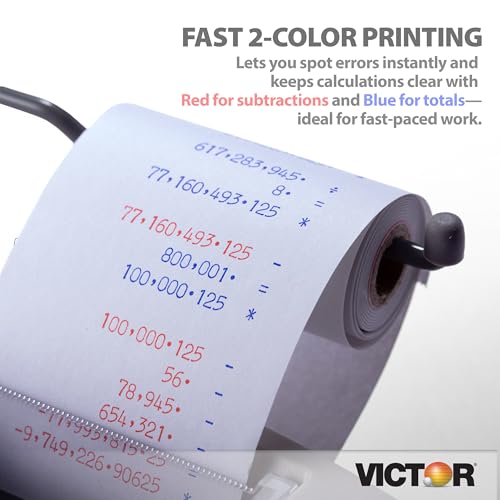 Victor 12-Digit Compact Adding Machine Printing Calculator, Fast 2.3 Lines-Per-Second Ink Roller Printer with Cost, Sell and Margin Keys, 20% Recycled Plastic Enclosure, White (1208-2) - size: 1.5" x 6" x 7.5"