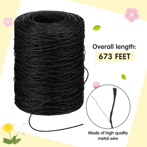 Syhood 673 Feet Floral Vine Bind Wire Rustic Craft Wire, Black - color: Black, size: 673 Feet
