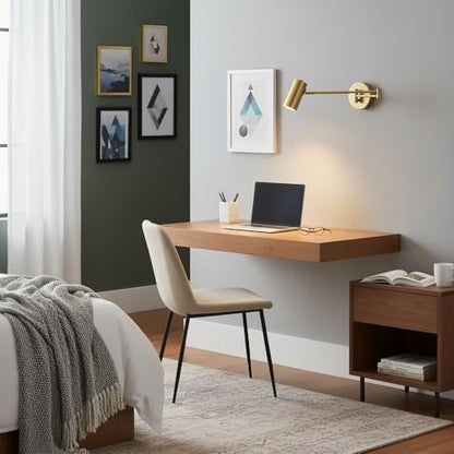 Adjustable Swing Arm Wall Sconce, Metal Folding Wall Lamp, GU10 Task Wall Light Fixture for Bedside Reading, Home Office, Study, Bedroom, Modern Wall Mounted Light Home Parlor(Gold) - color: Gold