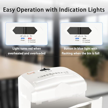 Bonsaii Micro Cut Shredder, Portable with a Convenient Handle, shredding up to 12 Sheets, P-4 Security Level, 60 Min Continuous, CD/Credit Card, Jam-Proof, 4.2 Gal Bin, White/Gray - color: White, size: 12-Sheet | 60 min