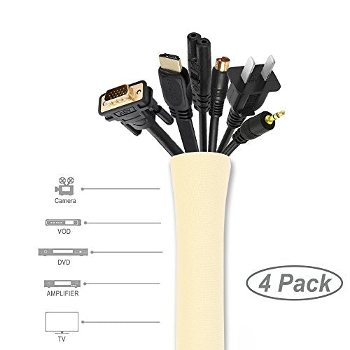 JOTO 4 Pack Cable Management Sleeve 19-20 Inches -Beige - color: Beige, size: 4 Pack, 20 Inches
