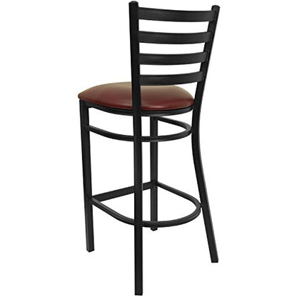 Flash Furniture Hercules Metal Ladder Back Restaurant Barstool, Burgundy - color: Burgundy Vinyl Seat/Black Metal Frame, size: Set of 1