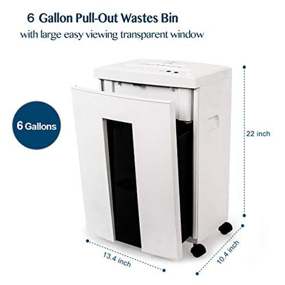WOLVERINE SD9112 P5 Super Micro Cut Shredder, 10Sheet 60Min 6Gal 54dB White | P-5 Super Micro Cut | 2×12mm | 10-Sheet | 60Min | 54dB | 6Gal | Shreds CD+Cards | ETL Certified | 1-Year Warranty - size: 10-Sheet Level P5-White