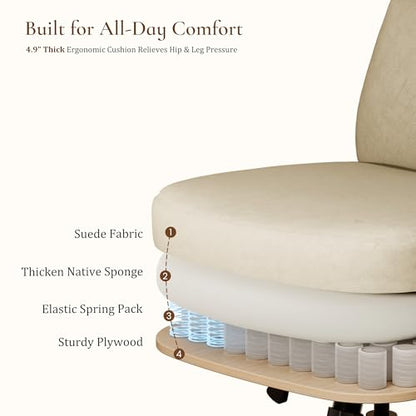 EUREKA ERGONOMIC Cameron Microfiber Suede Office Chair, High Back, White - color: Off-white, size: High-Back