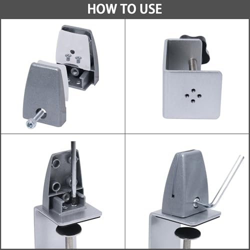 Sneeze Guard Clamp for 1/8"" to 1"" Thick Panel, Adjustable Desk Partition Clip, Aluminum Desktop Divider Clips, Easy to Install Desk Privacy Panel Clips, 4 Pack, GIY-9GM-QVV157 - color: Silver