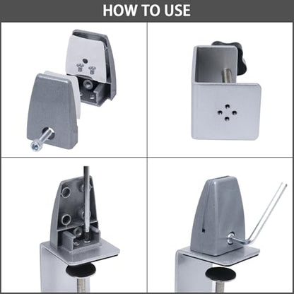 Sneeze Guard Clamp for 1/8"" to 1"" Thick Panel, Adjustable Desk Partition Clip, Aluminum Desktop Divider Clips, Easy to Install Desk Privacy Panel Clips, 4 Pack, GIY-9GM-QVV157 - color: Silver