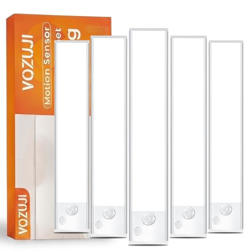 Under Cabinet Rechargeable Lighting: 10 Inch Motion Sensor Dimmable Lights Indoor - Battery Operated Lights - Wireless Closet Light Magnetic Led Light for Kitchen Home Bathroom Counter 5 Pack - color: White 5 Pack, size: 10 Inch