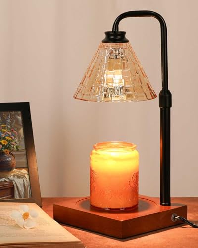Funistree Vintage Candle Warmer Lamp with Timer Dimmer, Adjustable Height, Christmas Birthday Gifts for Women Mom Her, Valentines White Candle Lamp Warmer, Wax Warmer Lamp for Jar Candles with 2 Bulbs - color: Transparent