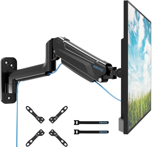 BONTEC Monitor Wall Mount Arm, 13-42 Inch Screens, Max VESA 200x200mm | VESA Gas Spring Height Adjustable, Max 19.8lbs, Swivel, Tilt, Space-Saving Desk Mount, Easy Installation, Single Arm TV Mount - style: Single Arm