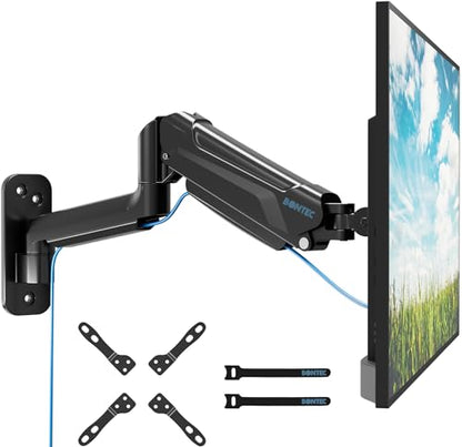 BONTEC Monitor Wall Mount Arm, 13-42 Inch Screens, Max VESA 200x200mm | VESA Gas Spring Height Adjustable, Max 19.8lbs, Swivel, Tilt, Space-Saving Desk Mount, Easy Installation, Single Arm TV Mount - style: Single Arm