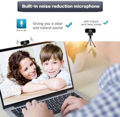 Webcam 1080p HD Computer Camera Microphone Laptop USB PC Webcam - color: Black-1080P