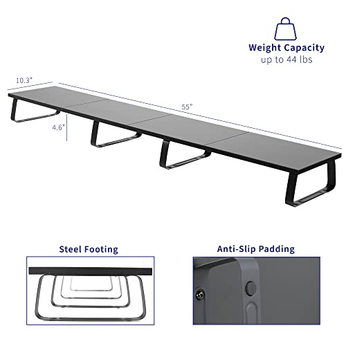 VIVO 55 inch Extra Long Monitor Stand, Wood & Steel Desktop Riser, Multi Screen, TV, Keyboard, Laptop, Ergonomic Desk and Tabletop Organizer, Black, STAND-V000D5