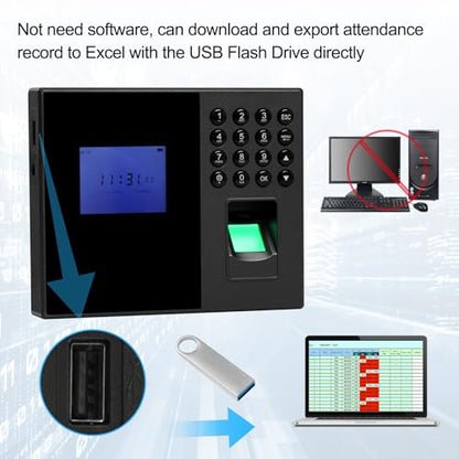 Biometric Time Clocks for Employees- No Monthly Fees - Time Punch Machine for Small Business - Fingerprint/Card/Password Attendance Systems with Power Plug - Easy Reporting