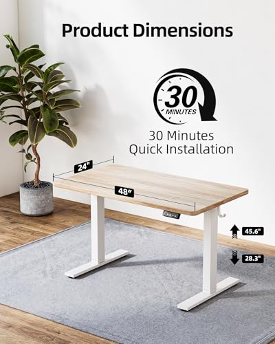 TIQLAB 48 X 24 Inch Height Adjustable Electric Standing Desk, Maple - color: Maple, size: 47*24 inch