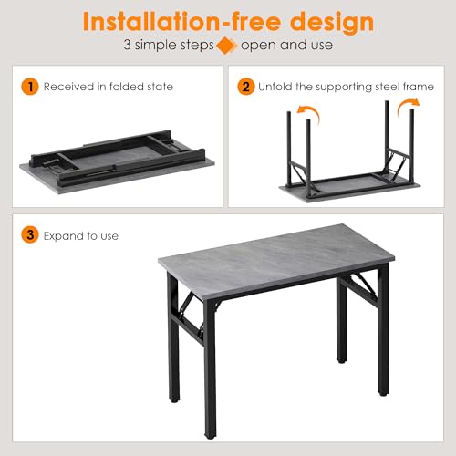 Need Small Folding Computer Desk, 31.5 Inch Writing Table, Grey - color: Grey, size: 31.5 inches