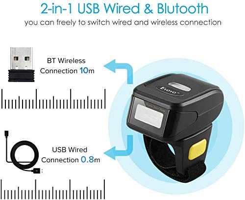 Eyoyo Portable Mini 1D UPC Wireless Wearable Ring Finger Barcode Scanner
