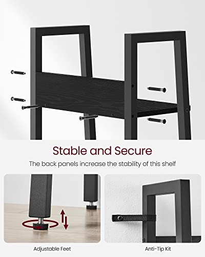 VASAGLE Bookshelf, 5-Tier Narrow Bookcase, Ladder Shelf | For Home Office, Living Room, Bedroom, Kitchen, Ebony Black and Ink Black, BARNET Collection ULLS109B56 - color: Ebony Black + Ink Black, size: 5 Tiers (13.3"W), style: With back panels