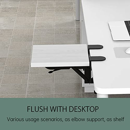 Sisyphy Ergonomics Desk Extender Tray, 9.5x9.1" Punch-Free Clamp on, Foldable Keyboard Drawer Tray, Table Mount Arm Wrist Rest Shelf, Computer Elbow Arm Support - color: White, size: 9.1*9.5"(23cm*24m)