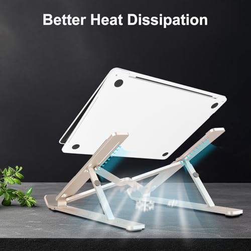 Ergonomic and Foldable Laptop Stand for Desk, Adjustable Riser, Fits All Laptops and Notebooks up to 17,Ultra-Thin,Ventilated Cooling,ABS+Silicone,Starlight. - color: starlight