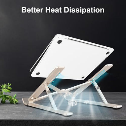 Ergonomic and Foldable Laptop Stand for Desk, Adjustable Riser, Fits All Laptops and Notebooks up to 17,Ultra-Thin,Ventilated Cooling,ABS+Silicone,Starlight. - color: starlight