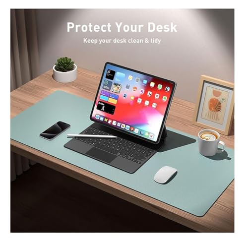 Desk Pad, Leather Non-Slip Laptop Computer Desk Keyboard Mat, Table Protector Blotter Mat, Large Mouse Pad (23.6" x 11.8")-Light Blue - color: Light Blue