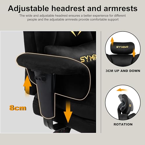 Symino Ergonomic Gaming Chair with Footrest & 155° Recline - color: Black
