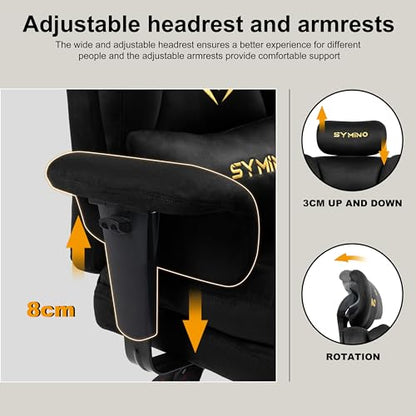 Symino Ergonomic Gaming Chair with Footrest & 155° Recline - color: Black