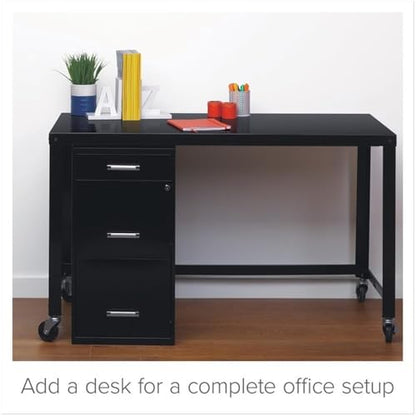Scranton & Co 27.32" H x 18" D 3-Drawer Modern Metal Filing Cabinet with Pencil-Drawer, High-Sides, Letter Size, Patented Glide Suspension, for Small Office/Home Office, in Black - color: Black