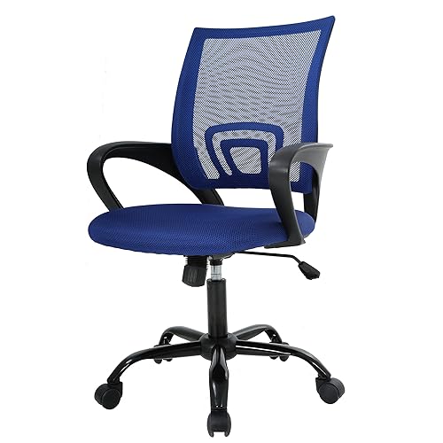 PayLessHere Office Computer Chair Ergonomic Cheap Desk Chair Adjustable Comfortable Mid Back Task Rolling Swivel with Lumbar Support for Home Office (Pack of 1, Blue) - color: Blue, style: pack of 1