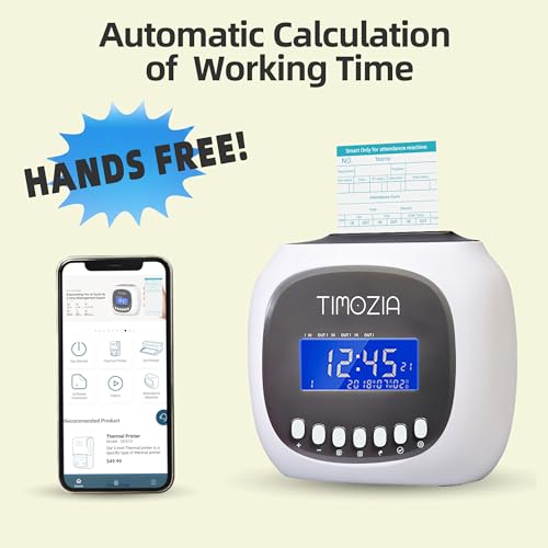 Time Clocks for Employees Small Business, Auto-Align Time Clock | 6 Punches per Day Time Machine, Clock in Machine for Employees with Time Cards, 2 Ink Ribbons(1 Inside) and 1 Rack - color: White-app