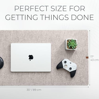 Nordik Felt Desk Mat - Large Felt Desk Pad - Stone Oat Beige 35 x 17 in | Premium Desk Matt for Desktop, Full Desk Keyboard Mouse Pad, High Quality Felt and Non-Slip Rubber Liner for Home and Office - color: Stone Oat