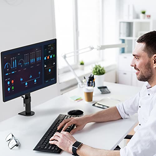 WALI Single Monitor Mount, Vesa Monitor Arm for 13-32 inch, up to 22lbs | Adjustable Monitor Mount for Desk, Full Motion with Tilt, Swivel, Rotation, C-Clamp/Grommet Mounting, VESA 75/100mm (M001S) - size: Single, style: Adjustable