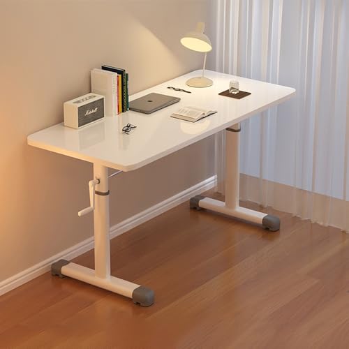 Manual Height Adjustable Table, Manual Standing Desk Adjustable Height, Crank Stand Up Desk, Sit Stand Desk Computer Desk, Workstation Raising Desk Desk for Bedroom, Study Room(White,31.5in) - color: White, size: 31.5in
