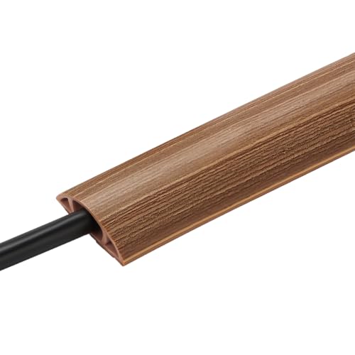 Floor Cord Cover, 3.6FT Self-Adhesive Cable Protector for Wires | Prevent Trip Hazards, Cord Covers for Wires on Floor, Easy Cord Hider for Home & Office, Brown Wood, 0.47" W x 0.28" H - color: Brown Wood, size: W 1.22" X L 3.6'