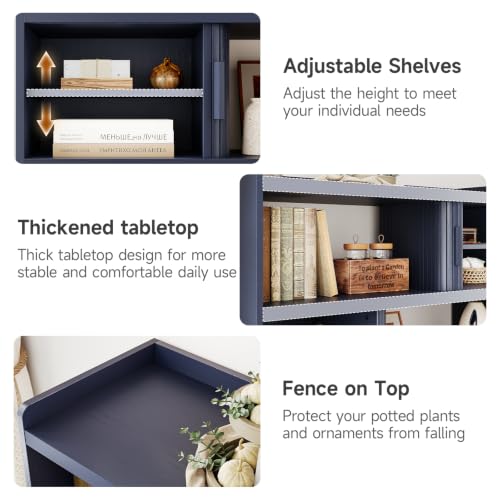 ONBRILL 44" Sideboard Buffet Cabinet with Outlet & Sliding Door, Blue - color: Blue, size: 44"