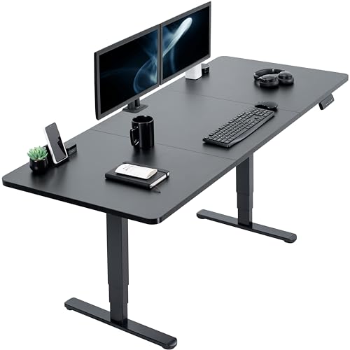 VIVO Black 71 x 30 in Standing Desk, DESK-KIT-2B7B | Electric, Dual Motor, Holds 220 lbs, Sit Stand, Height Adjustable, Extra Deep Table Top, Memory, 2B Series, Black Frame - color: Black Top / Black Frame, size: 71 x 30