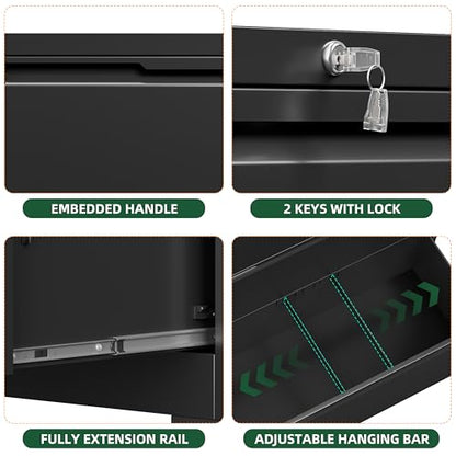 Lateral File Cabinet 3 Drawer, Metal File Cabinet with Lock - color: Black, size: 3 Drawer - Lateral