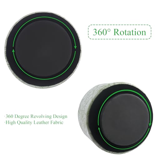 Round Leather Art Supply Organizer,Remote Control Holder,360 Degree Spinning,Multi-Functional Pencil Holder,4 Compartments Desktop Stationary Organizer(1-Carved Green) - color: 1-Carved Green
